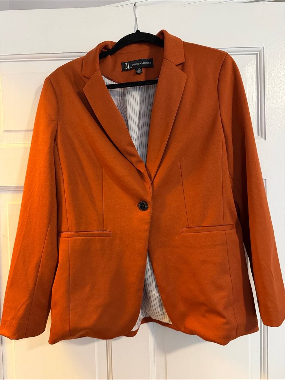 Jules & Leopold Women's Single-Button Blazer - Rust/Pumpkin Orange